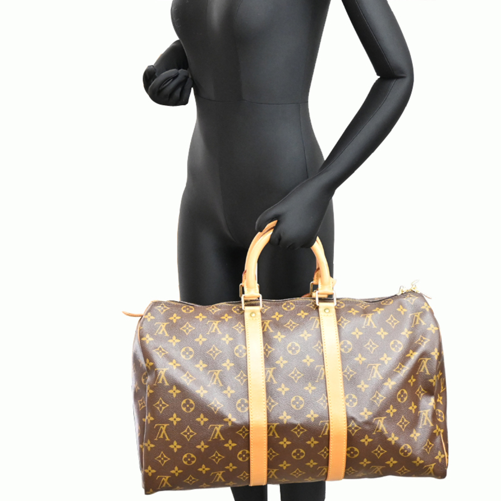 LOUIS VUITTON Brown Monogram Keepall 55 Boston Bag - Picture 9 of 10